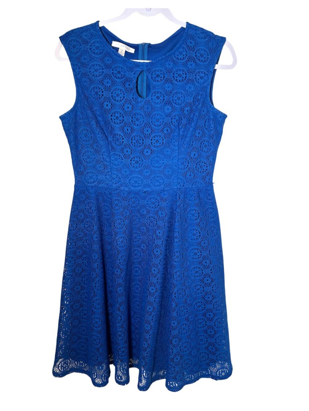 London Times Blue Lace Sleeveless Dress Size 8